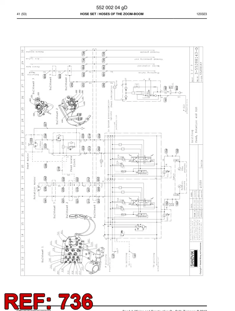 59204967 592 049 67 Hydraulic hose assembly - Sandvik Technical Drawing