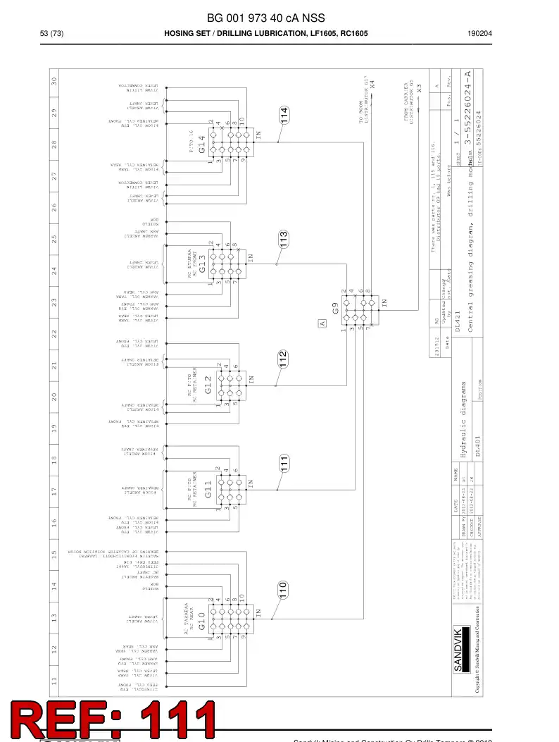 59204983 592 049 83 Hose assembly - Sandvik Technical Drawing
