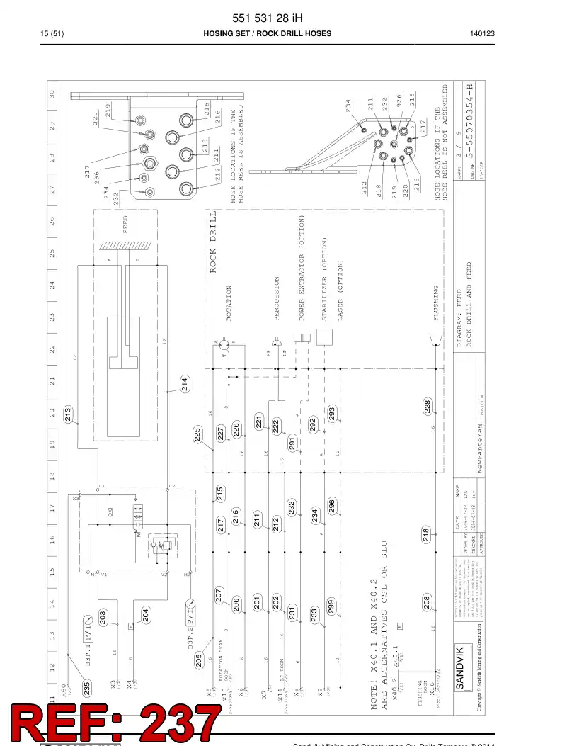 59205009 592 050 09 HOSE ASSY - Sandvik Technical Drawing