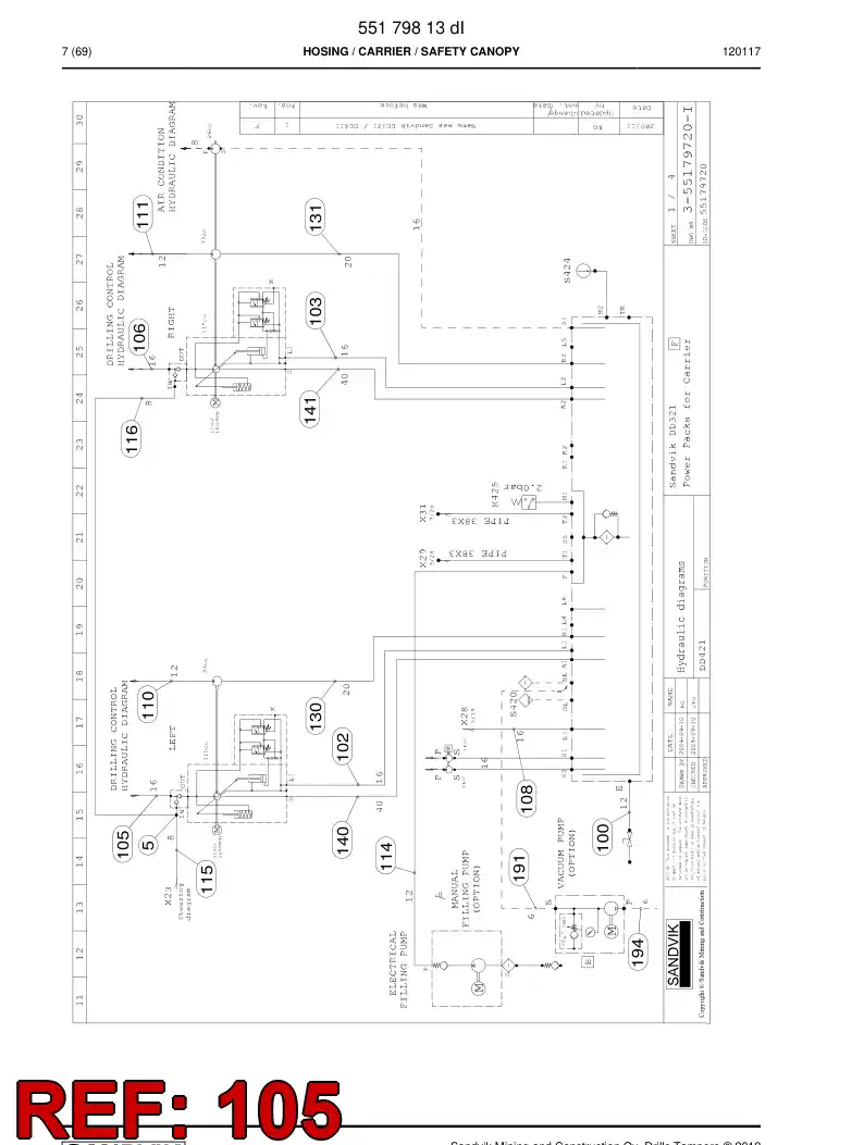 59205015 592 050 15 Hose Assembly, Hydraulic - Sandvik Technical Drawing
