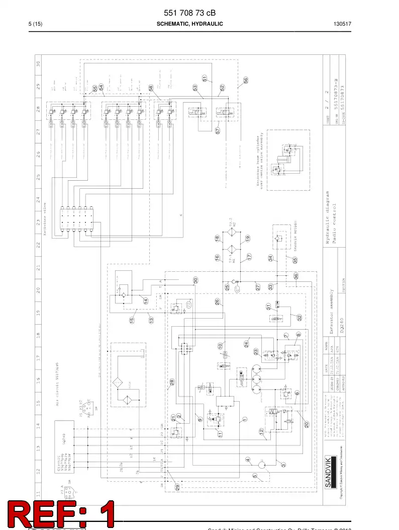 59205043 592 050 43 Hose Assembly, Hydraulic - Sandvik Technical Drawing
