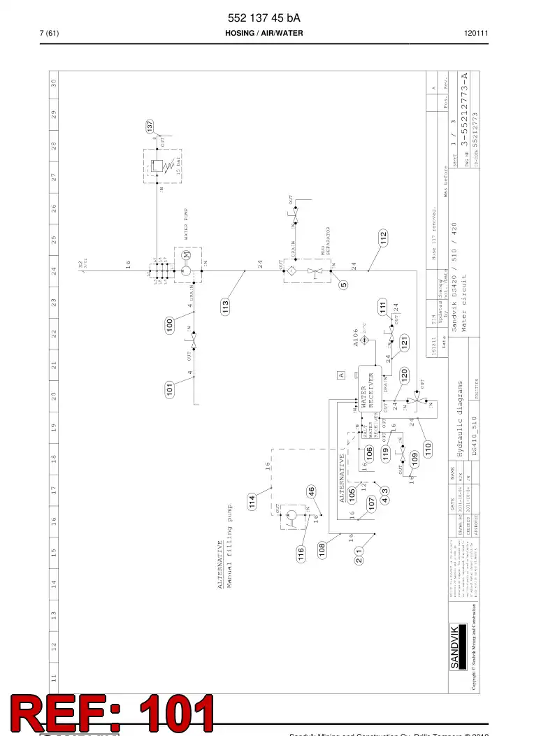 59205049 592 050 49 Hose Assembly, Hydraulic - Sandvik Technical Drawing