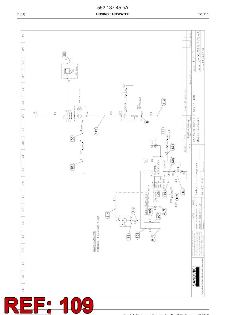 59205055 592 050 55 Hydraulic hose assembly - Sandvik Technical Drawing
