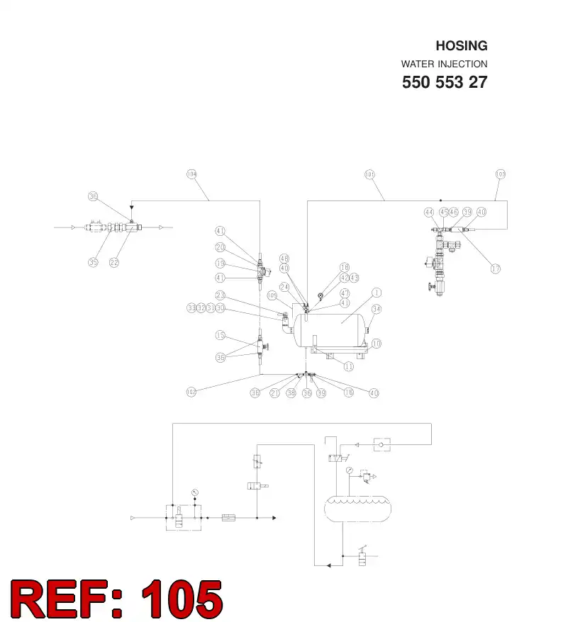 59205062 592 050 62 HOSE ASSY - Sandvik Technical Drawing