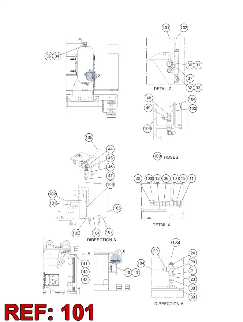 59205066 592 050 66 HYDRAULIC HOSE ASSEMBLY - Sandvik Technical Drawing