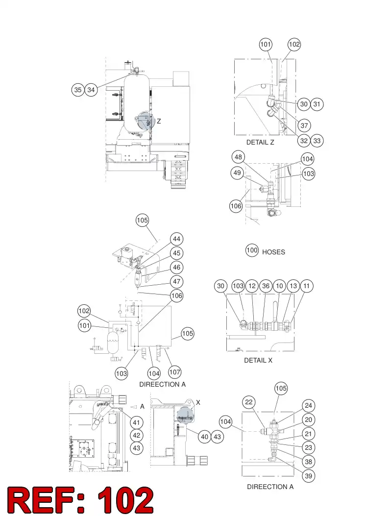 59205068 592 050 68 HYDRAULIC HOSE ASSEMBLY - Sandvik Technical Drawing