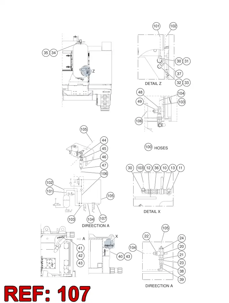 59205074 592 050 74 HYDRAULIC HOSE ASSEMBLY - Sandvik Technical Drawing