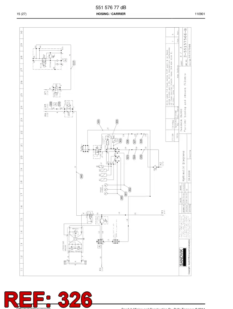 59205081 592 050 81 Hydraulic hose assembly - Sandvik Technical Drawing