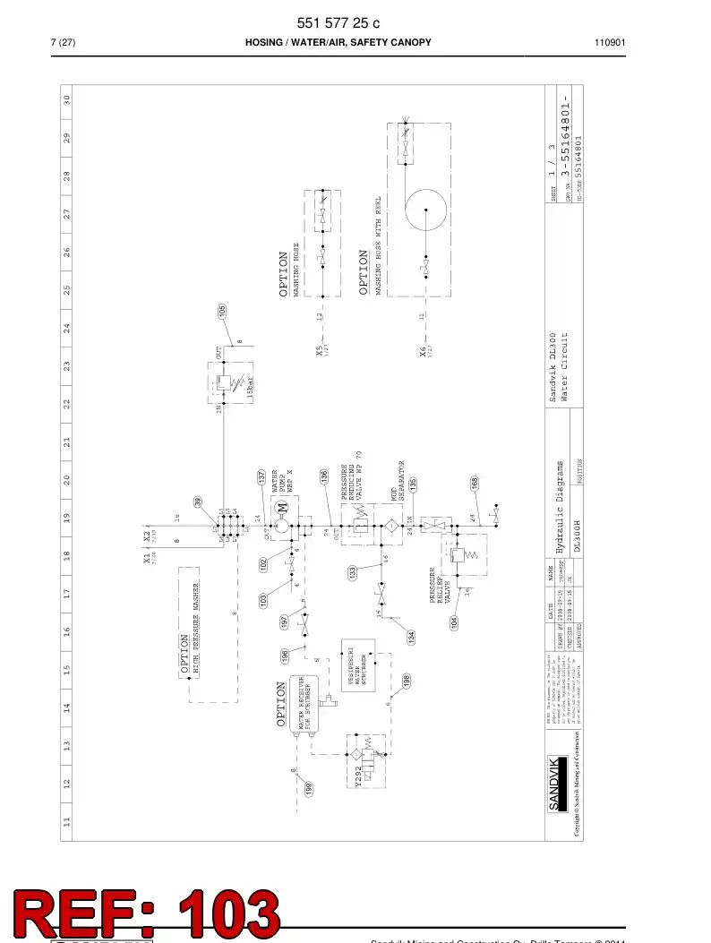 59205085 592 050 85 Hydraulic hose assembly - Sandvik Technical Drawing