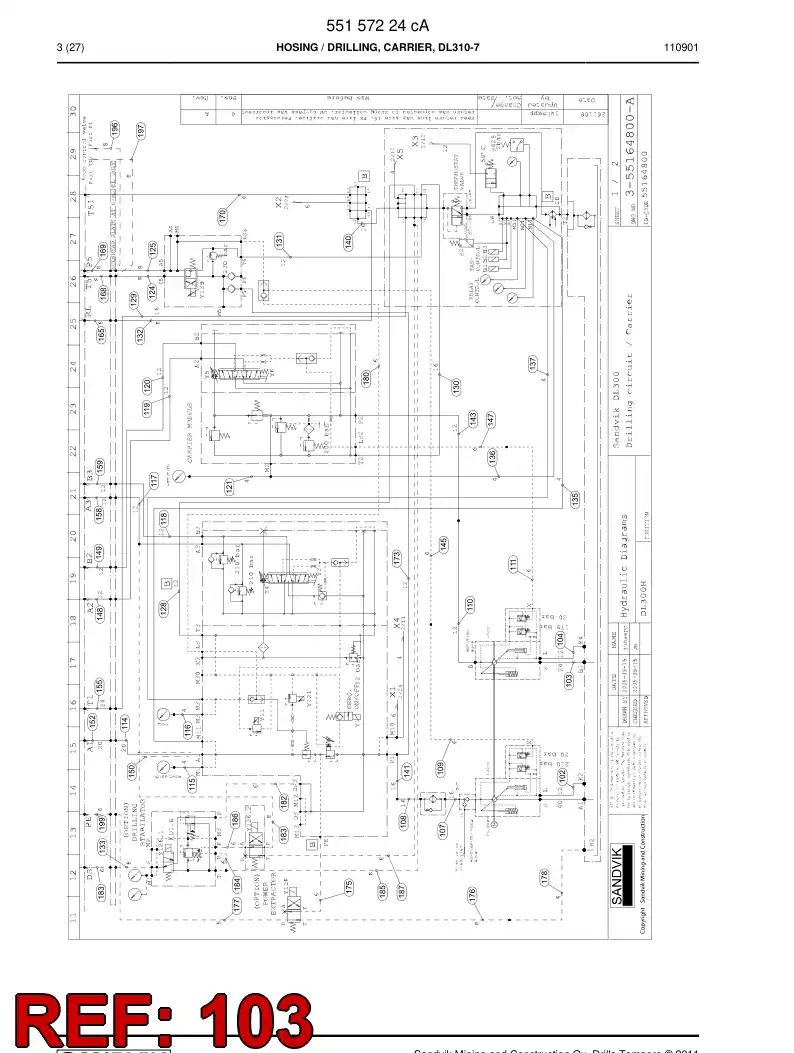 59205097 592 050 97 Hydraulic hose assembly - Sandvik Technical Drawing