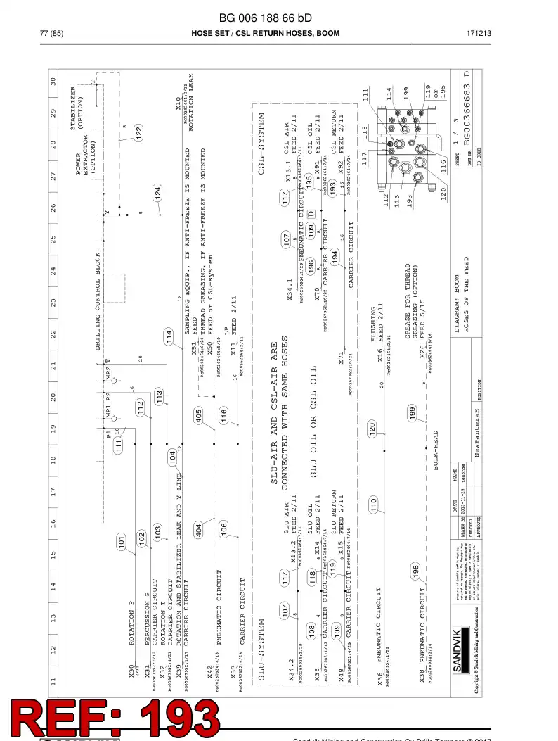 59205099a 592 050 99a Hose Assembly, Hydraulic - Sandvik Technical Drawing