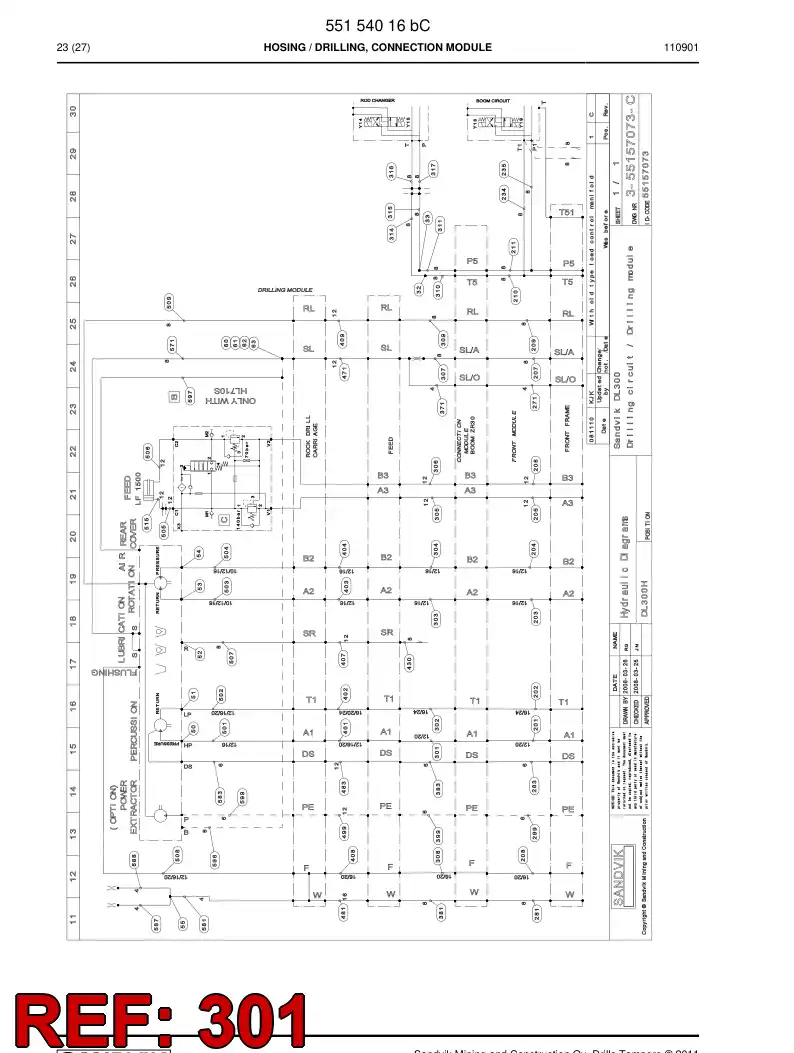 59205101 592 051 01 Hose Assembly, Hydraulic - Sandvik Technical Drawing