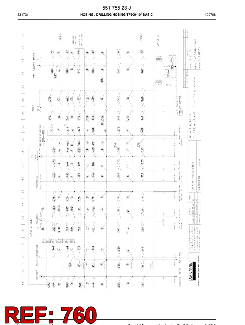 59205139b 592 051 39b HYDRAULIC HOSE ASSEMBLY - Sandvik Technical Drawing