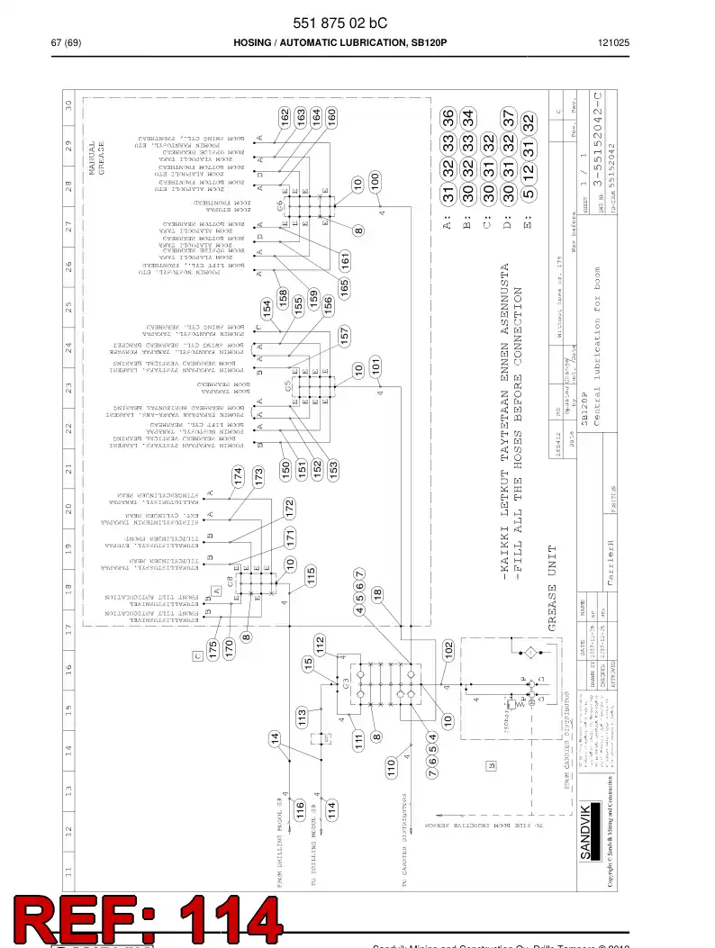 59205143 592 051 43 Hydraulic hose assembly - Sandvik Technical Drawing