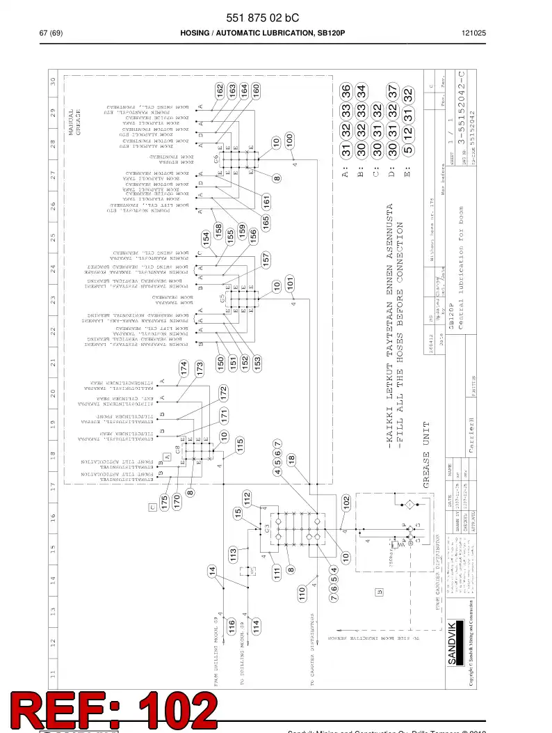 59205145 592 051 45 Hydraulic hose assembly - Sandvik Technical Drawing