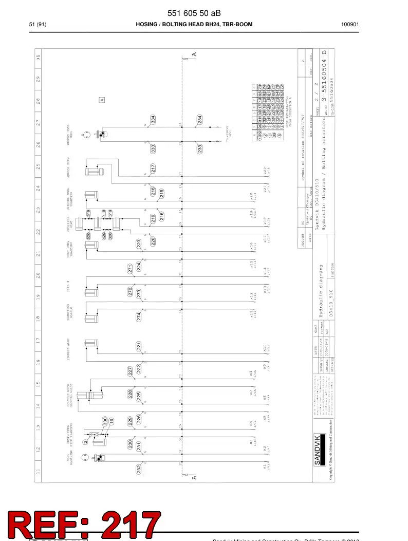 59205165 592 051 65 Hose Assembly, Hydraulic - Sandvik Technical Drawing