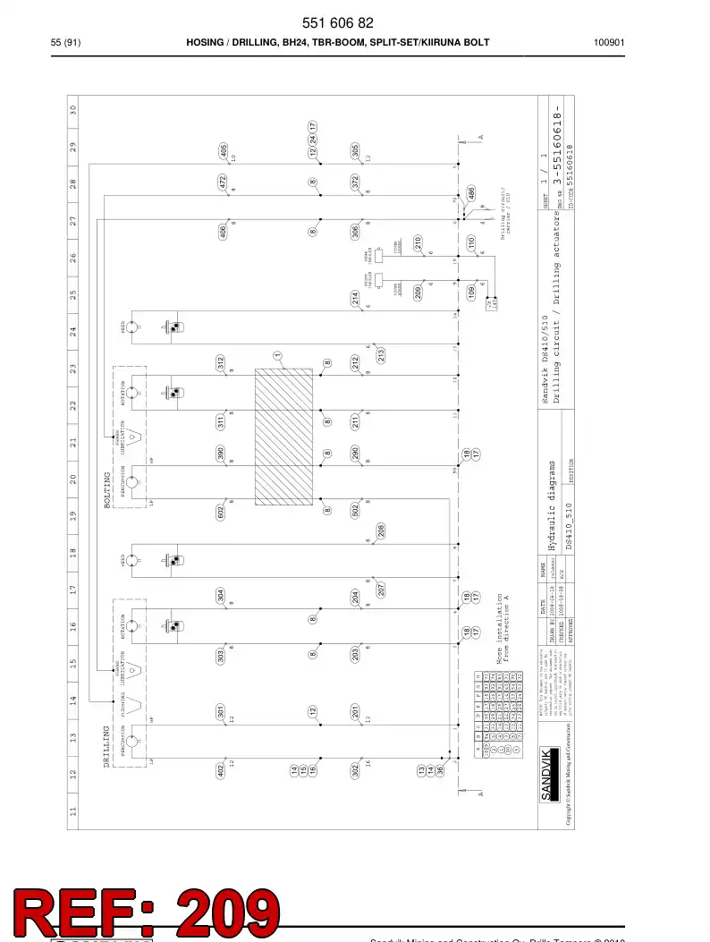 59205167 592 051 67 Protective hose - Sandvik Technical Drawing