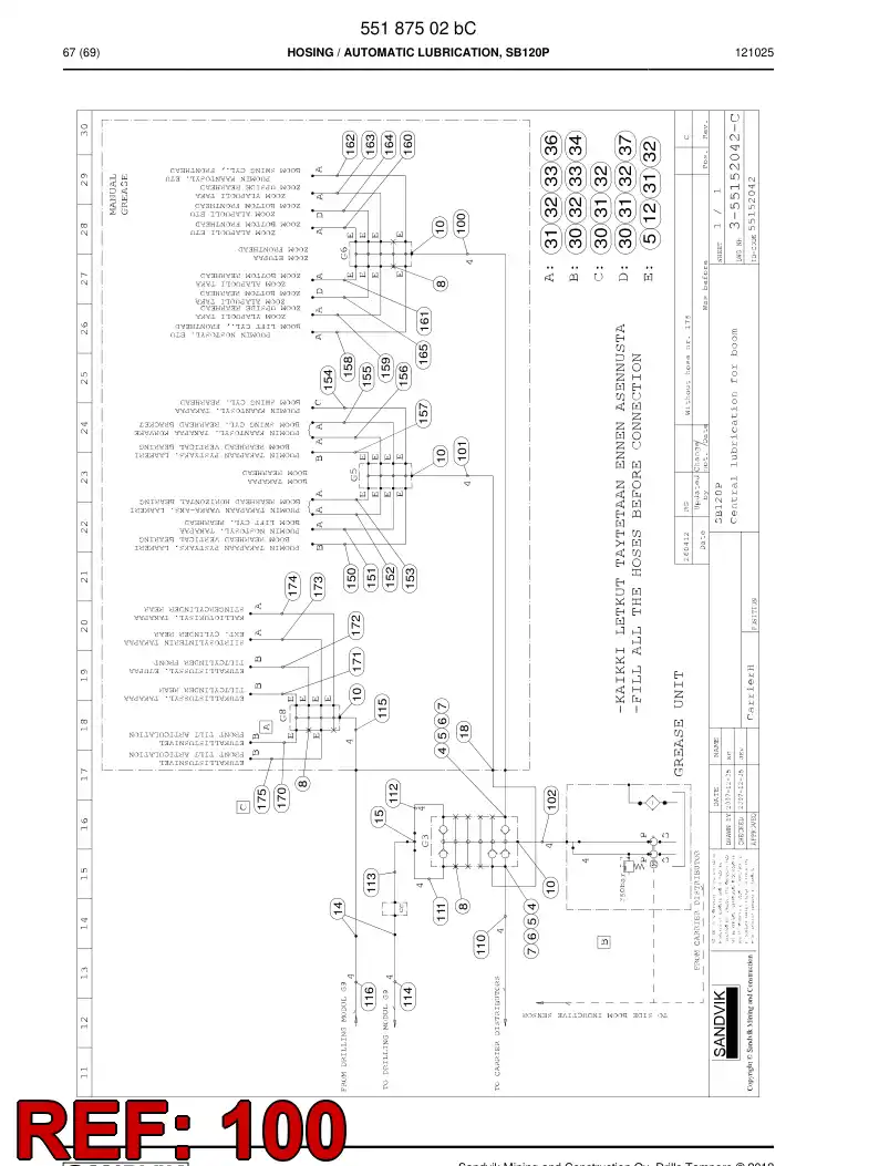 59205187 592 051 87 HOSE ASSEMBLY - Sandvik Technical Drawing