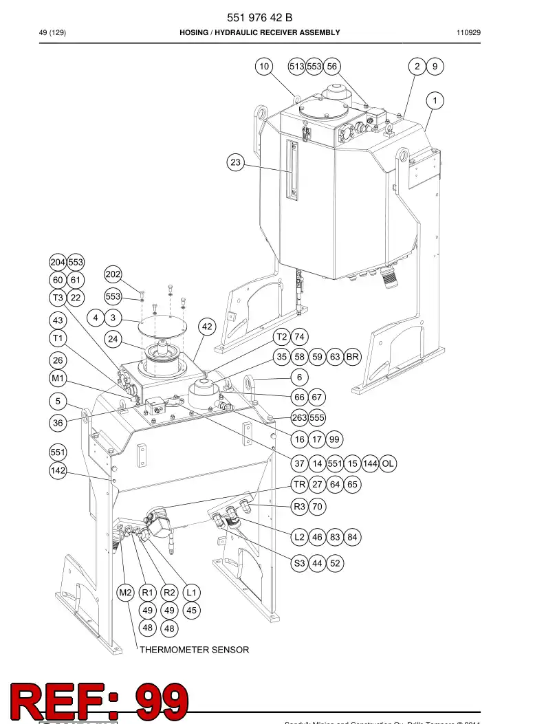 59205217b 592 052 17b Hydraulic hose assembly - Sandvik Technical Drawing