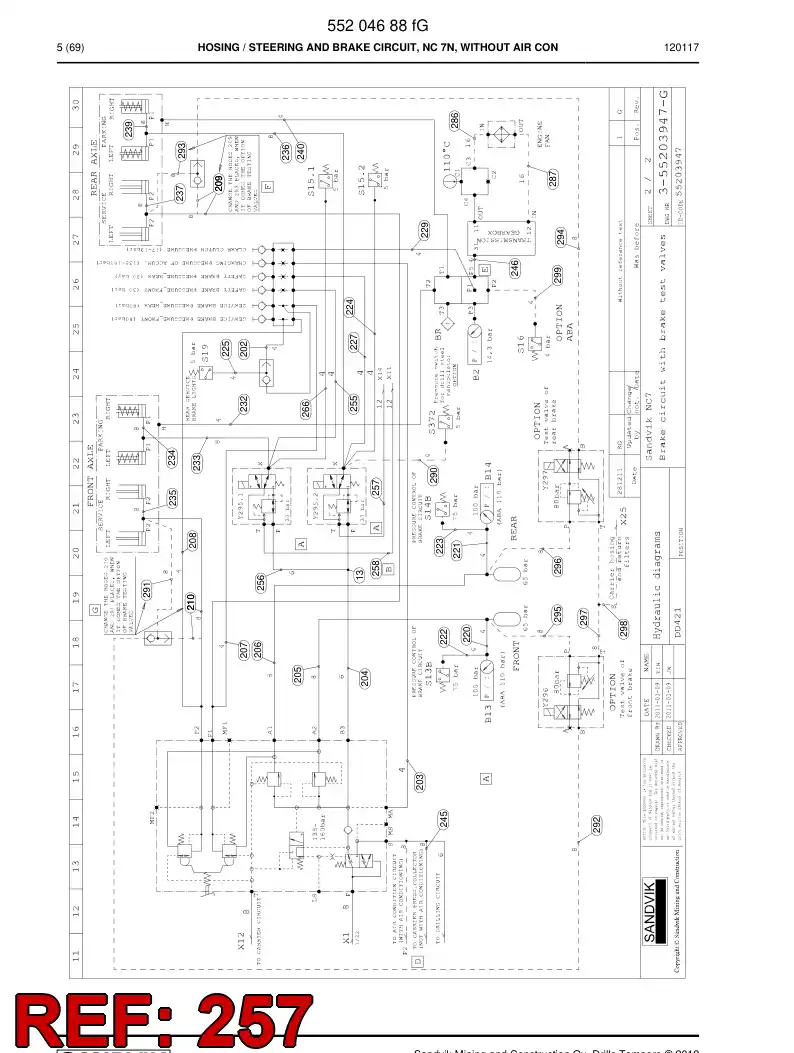 59205219b 592 052 19b Hydraulic hose assembly - Sandvik Technical Drawing