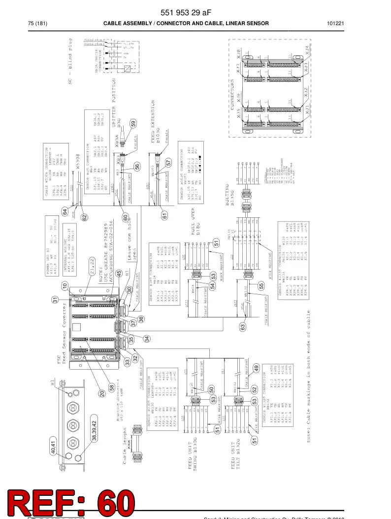 59205221a 592 052 21a CABLE PROTECTION HOSE ASSEMBLY - Sandvik Technical Drawing
