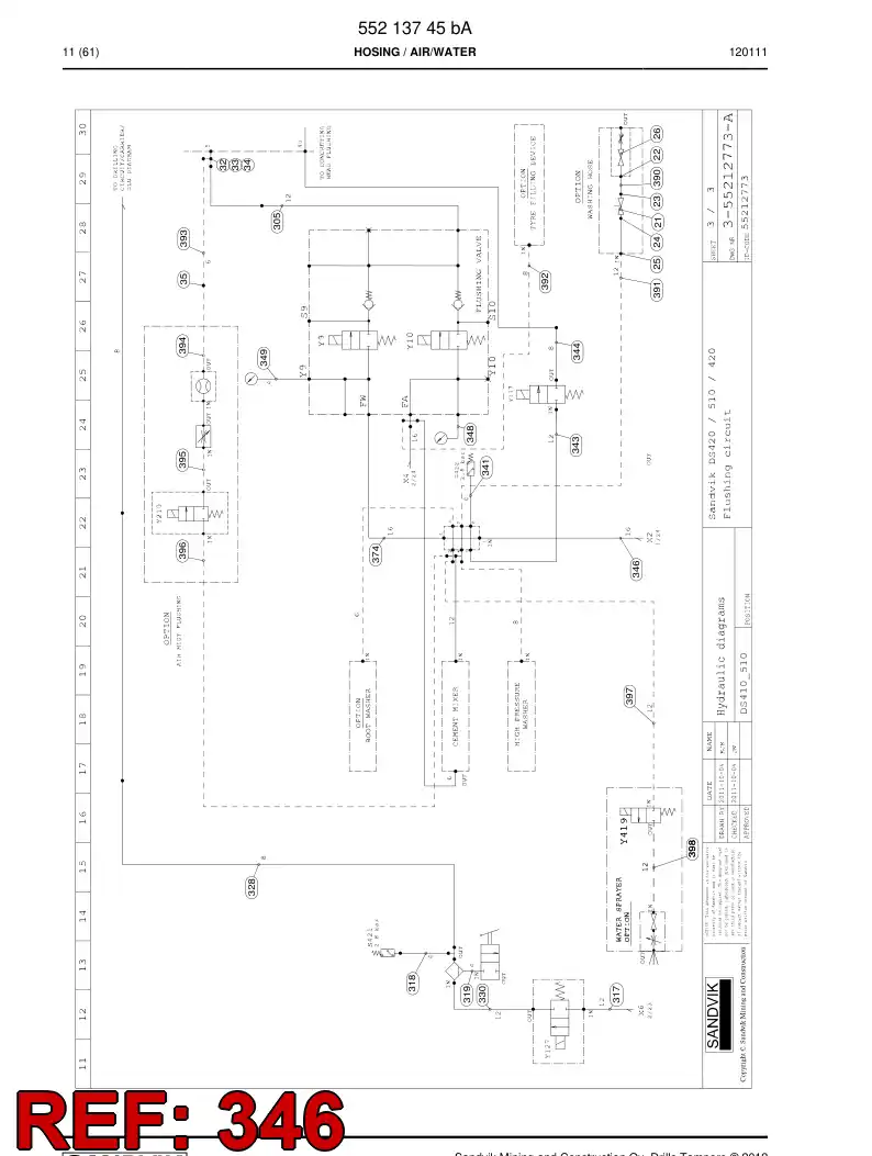 59205231 592 052 31 Hydraulic hose assembly - Sandvik Technical Drawing