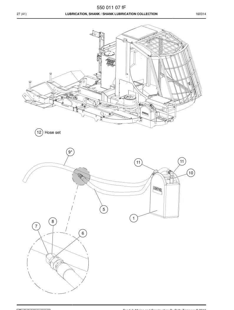 59205233 592 052 33 Hose Assembly, Hydraulic - Sandvik Technical Drawing
