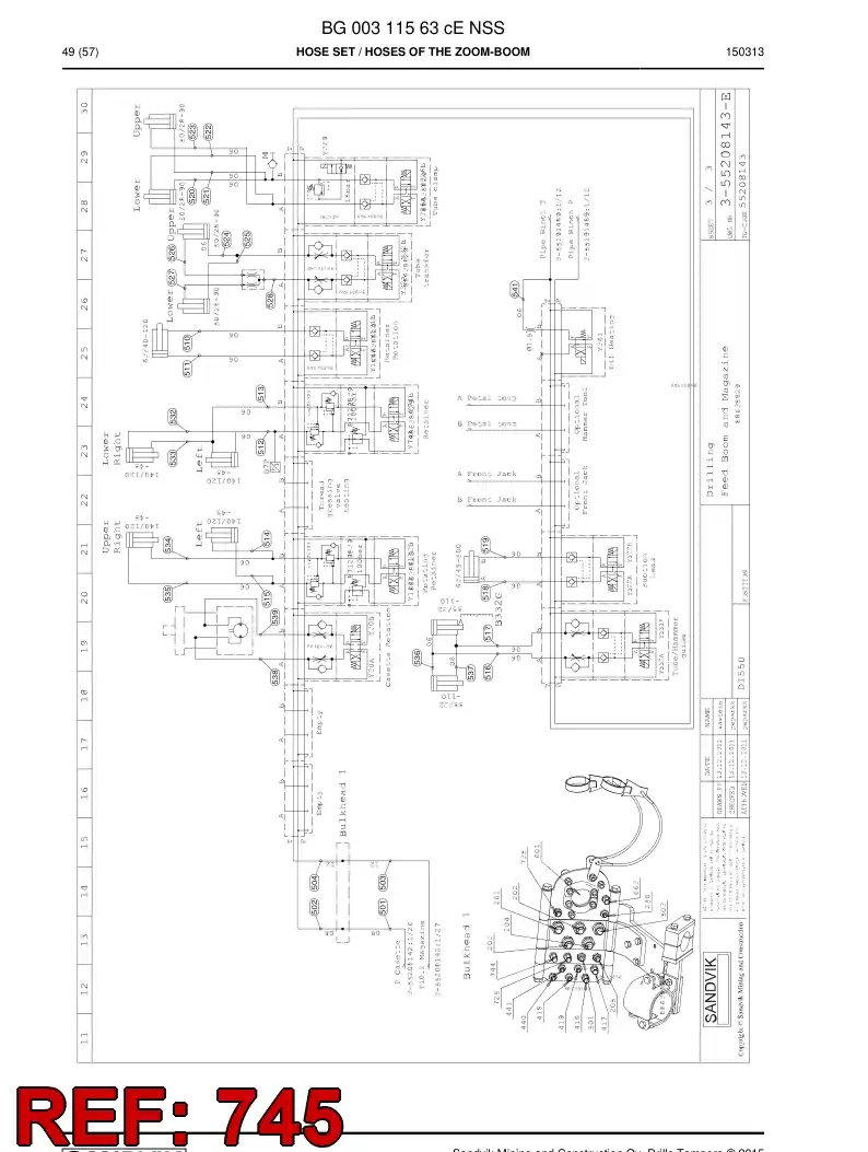 59205247 592 052 47 Hose Assembly, Hydraulic - Sandvik Technical Drawing