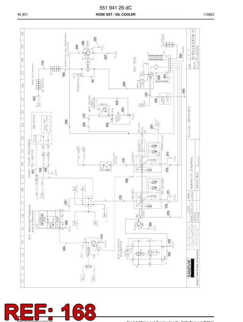 59205251 592 052 51 Hose Assembly, Hydraulic - Sandvik Technical Drawing