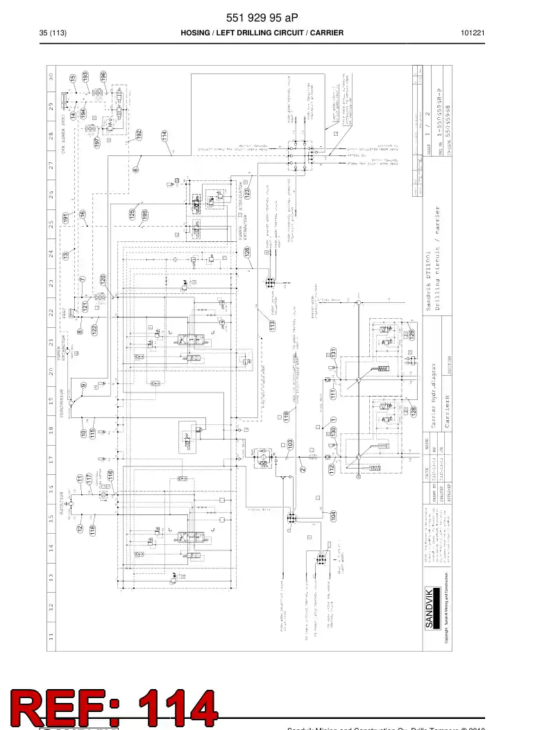 59205259a 592 052 59a Hydraulic hose assembly - Sandvik Technical Drawing