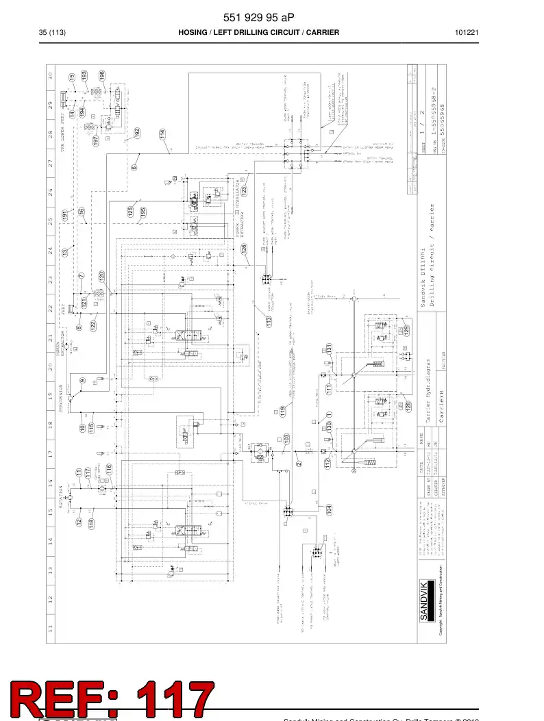 59205261a 592 052 61a Hydraulic hose assembly - Sandvik Technical Drawing