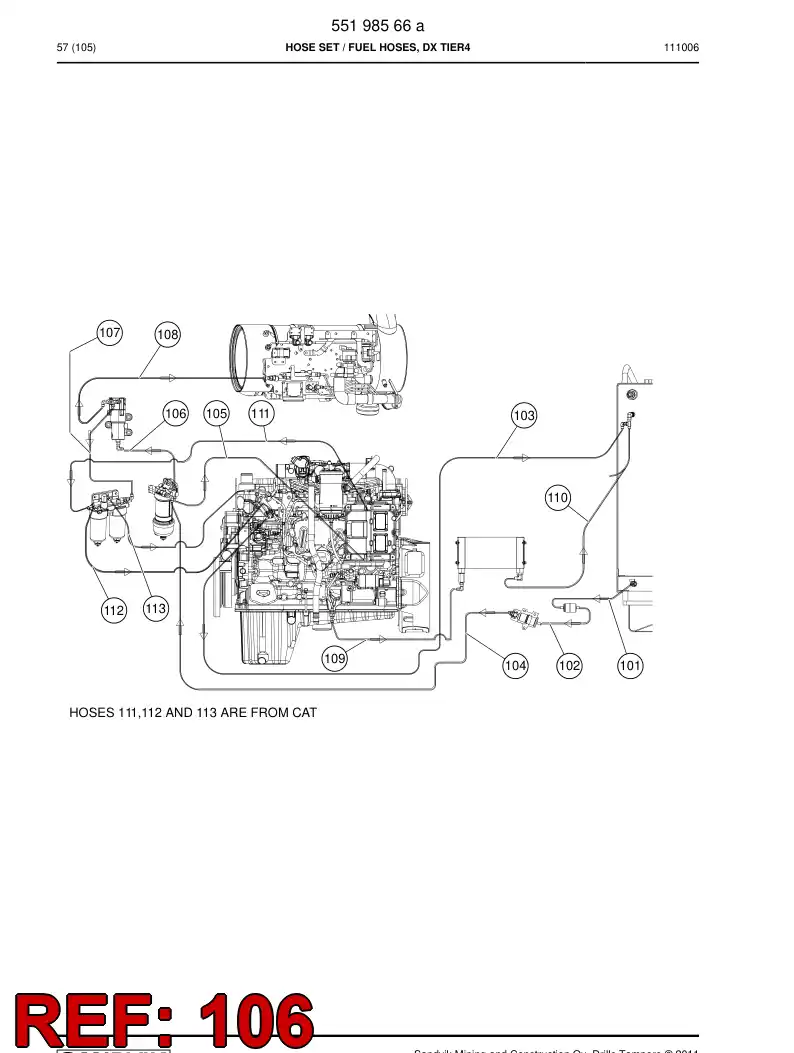 59205271 592 052 71 Hose Assembly, Fuel - Sandvik Technical Drawing