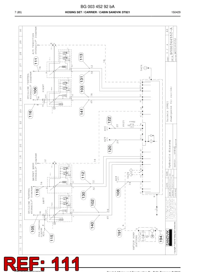 59205327a 592 053 27a Hose Assembly, Hydraulic - Sandvik Technical Drawing