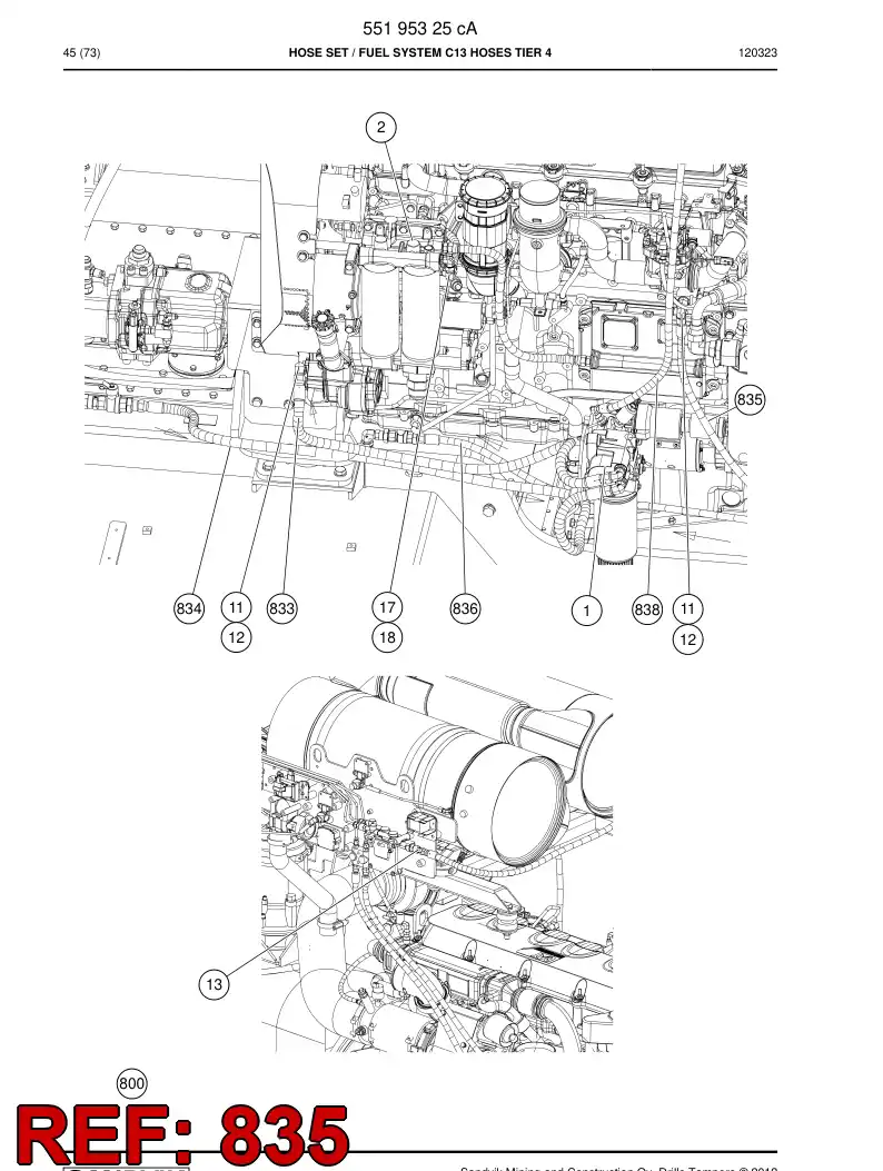 59205331 592 053 31 Hose Assembly, Fuel - Sandvik Technical Drawing