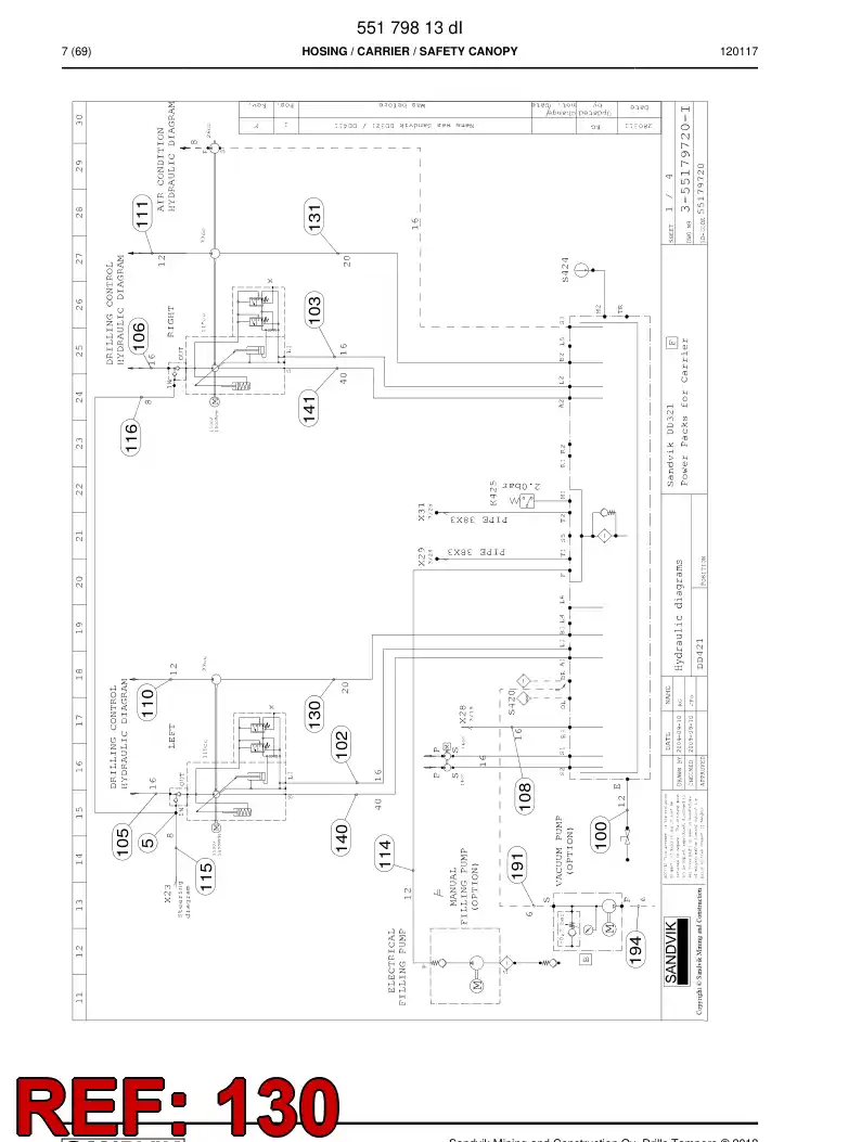 59205343 592 053 43 Hydraulic hose assembly - Sandvik Technical Drawing