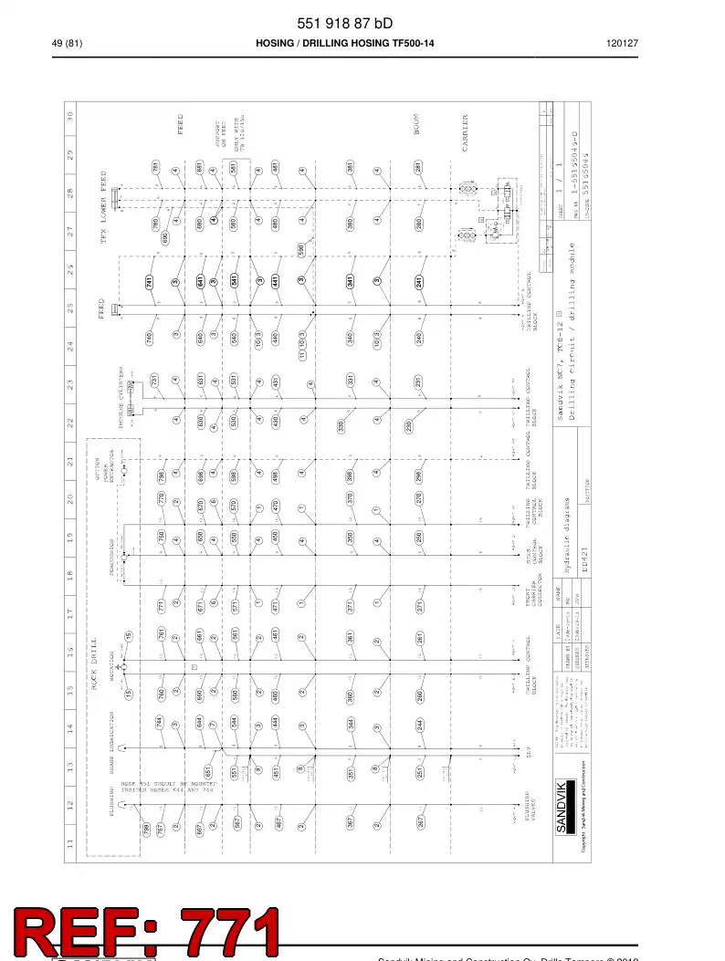 59205347 592 053 47 Hydraulic hose assembly - Sandvik Technical Drawing