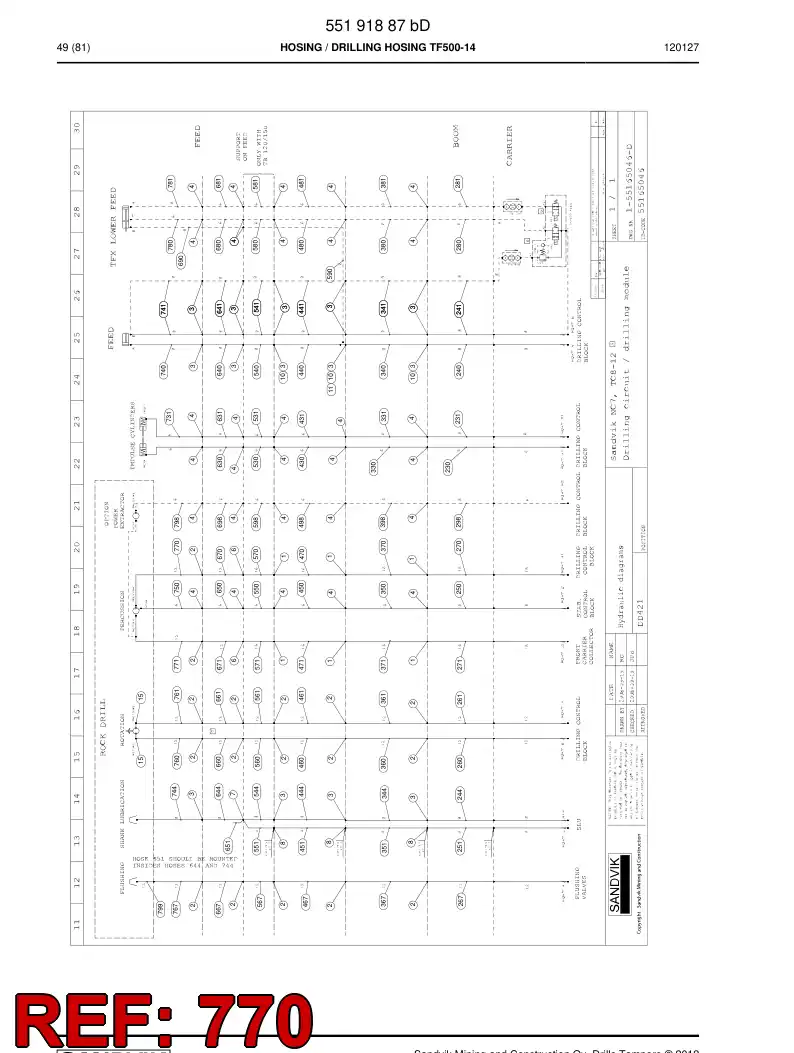 59205349 592 053 49 Hydraulic hose assembly - Sandvik Technical Drawing