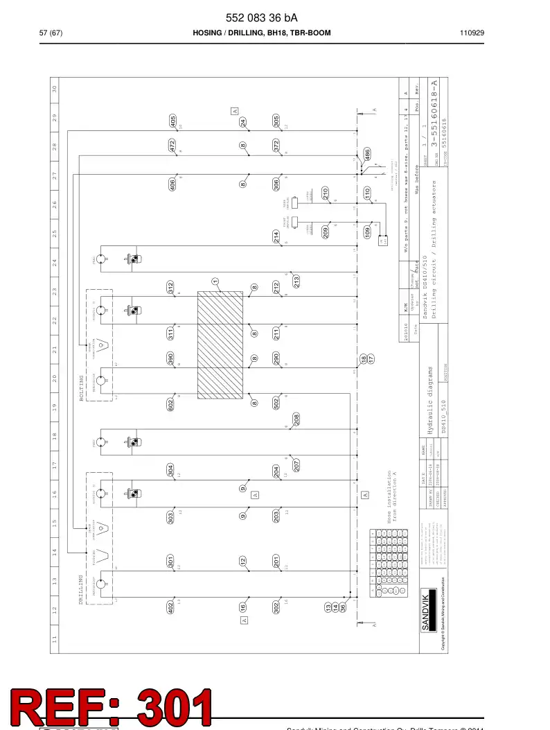 59205363 592 053 63 HYDRAULIC HOSE ASSEMBLY - Sandvik Technical Drawing