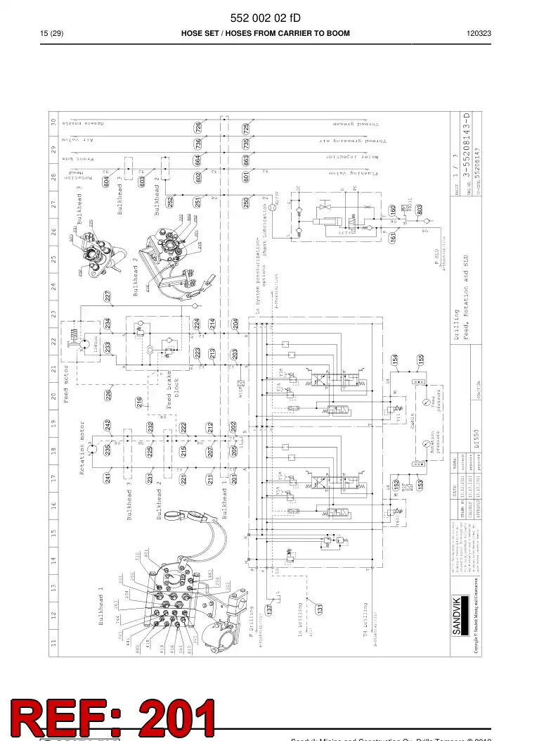59205379b 592 053 79b Hydraulic hose assembly - Sandvik Technical Drawing