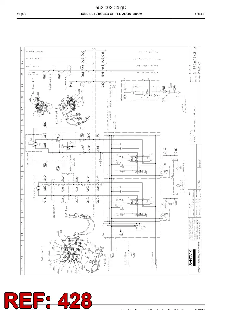 59205387 592 053 87 Hose Assembly, Hydraulic - Sandvik Technical Drawing