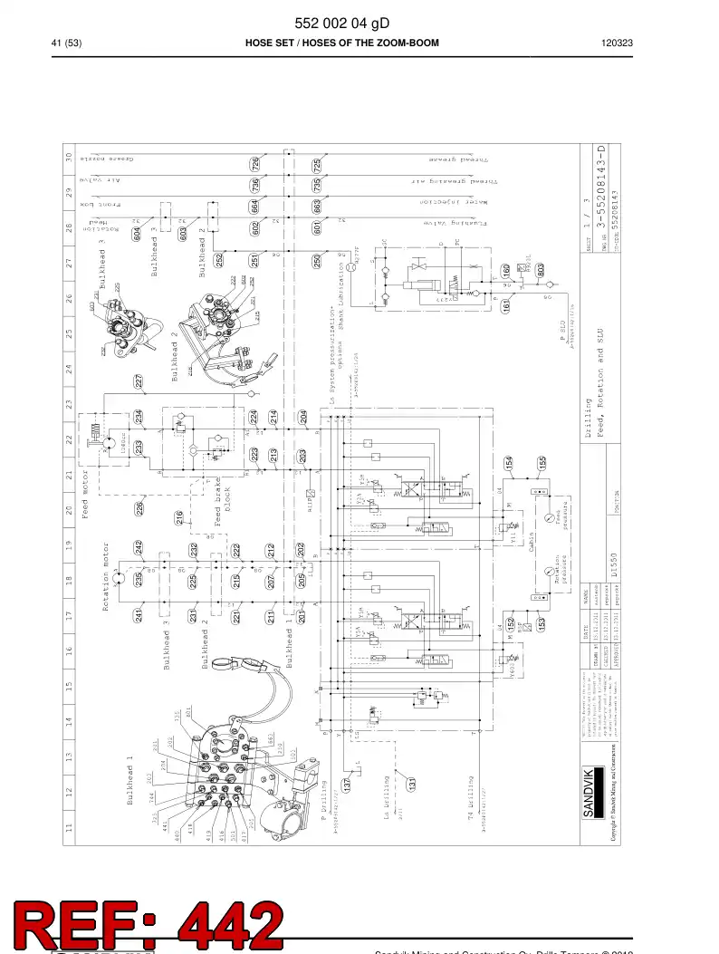 59205397 592 053 97 Hose Assembly, Hydraulic - Sandvik Technical Drawing