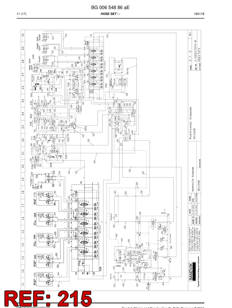 59205443 592 054 43 Hose Assembly, Hydraulic - Sandvik Technical Drawing