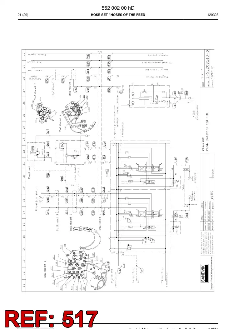 59205451 592 054 51 Hose Assembly, Hydraulic - Sandvik Technical Drawing