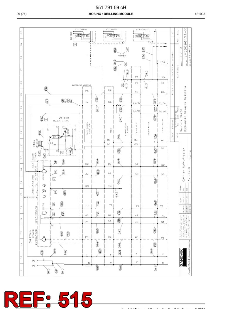 59205465a 592 054 65a Hose Assembly, Hydraulic - Sandvik Technical Drawing