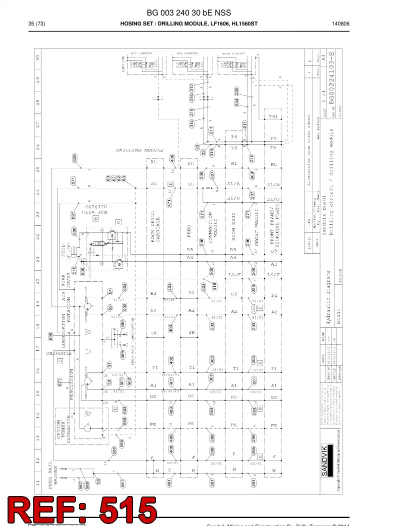 59205541a 592 055 41a Hose Assembly, Hydraulic - Sandvik Technical Drawing