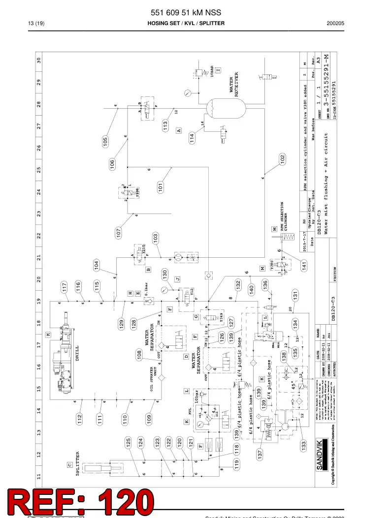 59205547 592 055 47 Hose Assembly, Hydraulic - Sandvik Technical Drawing