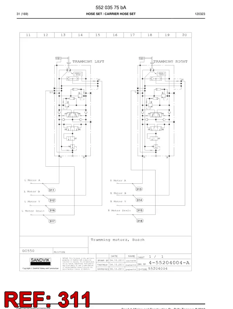 59205589 592 055 89 HOSE ASSEMBLY - Sandvik Technical Drawing