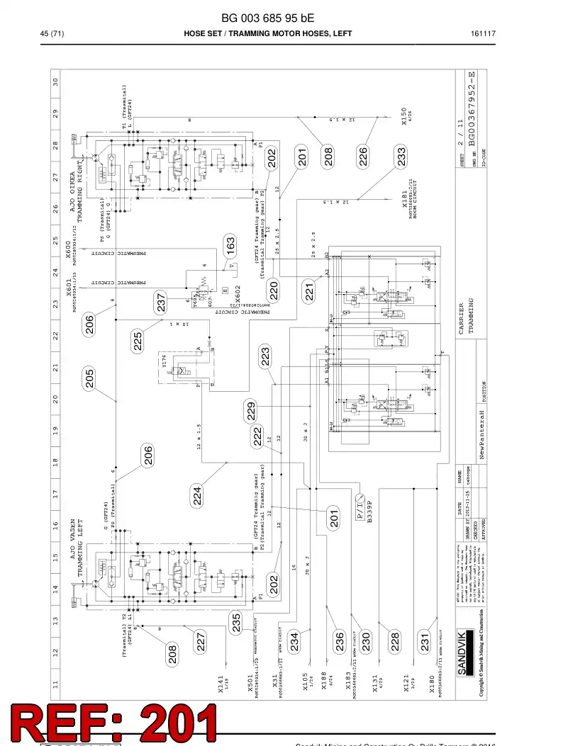 59205625 592 056 25 Hose Assembly - Sandvik Technical Drawing