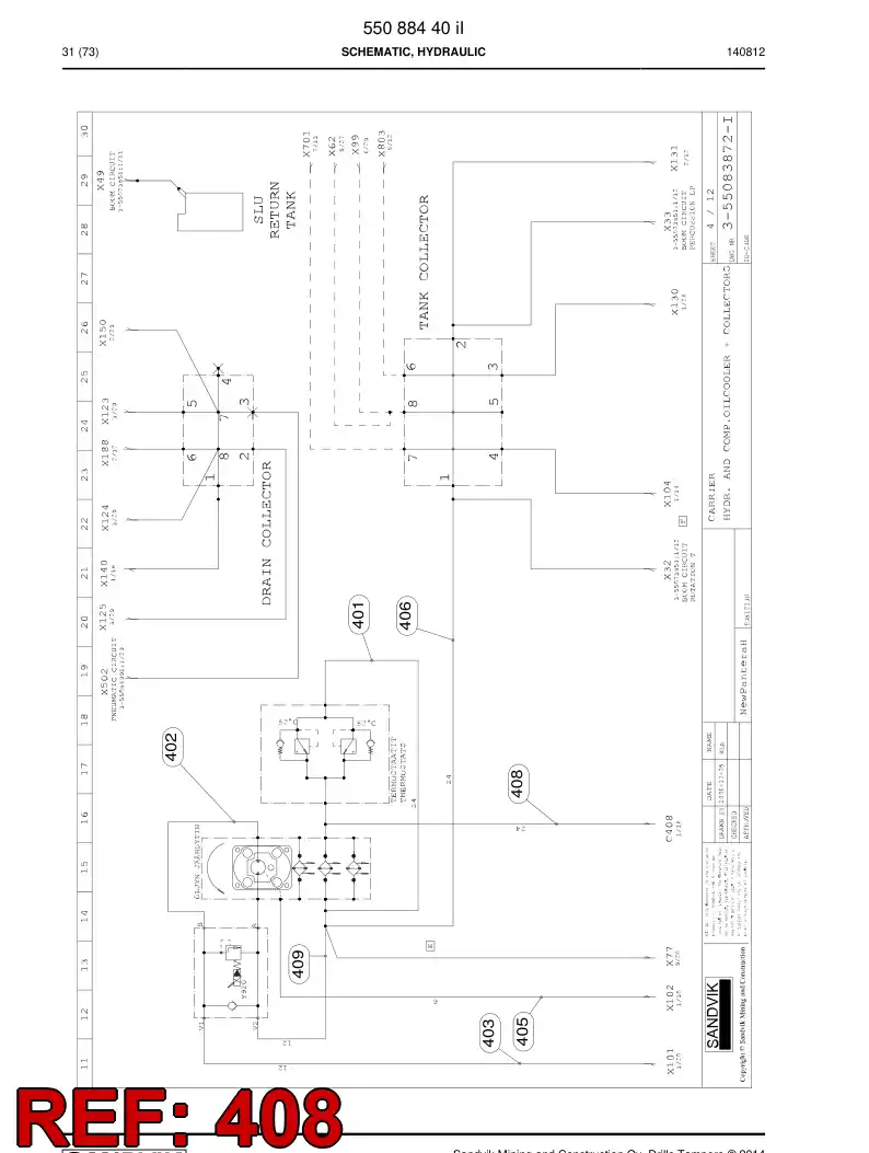 59205627 592 056 27 Hose Assembly, Hydraulic - Sandvik Technical Drawing
