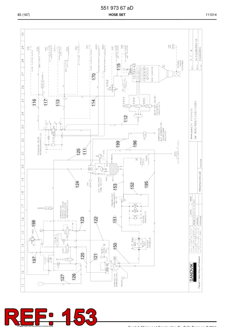 59205629 592 056 29 HOSE ASSY - Sandvik Technical Drawing